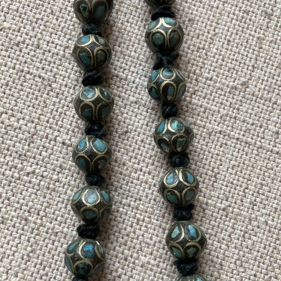 RARE Tibetan Ethnic Necklace, Turquoise Inlaid, Graduated Beads, Vintage - Picture 3 of 7
